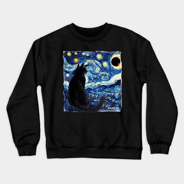 Starry Night Solar Eclipse 2024 Crewneck Sweatshirt by VisionDesigner